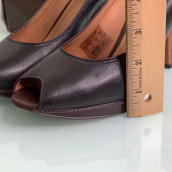 Fossil Allison Leather Peep toe wood heels platform size 8 EUC - Picture 15 of 16